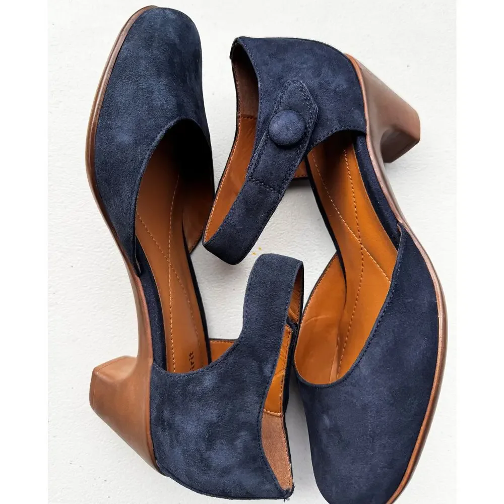 EASY SPIRIT CLARICE SUEDE MARY JANE PUMPS BLOCK HEEL - SIZE 9W